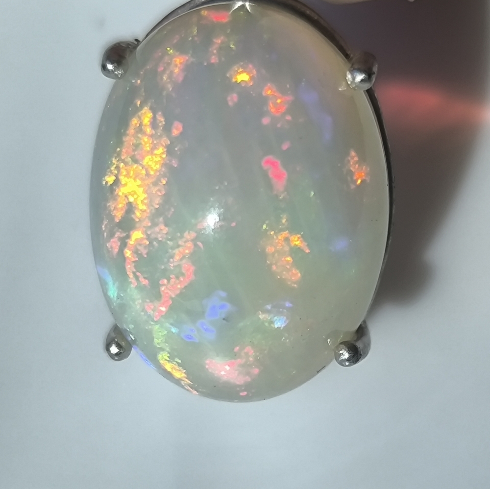 Huge Precious Color Play Opal in Sterling Silver Pendant